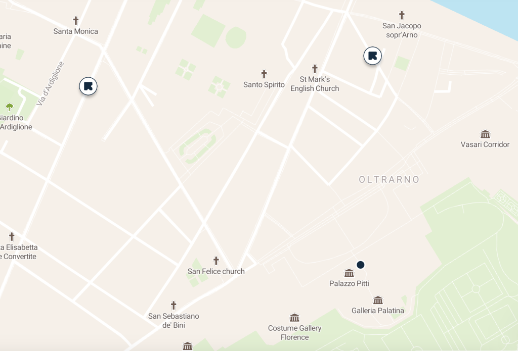 Mappa deposito bagagli Palazzo Pitti