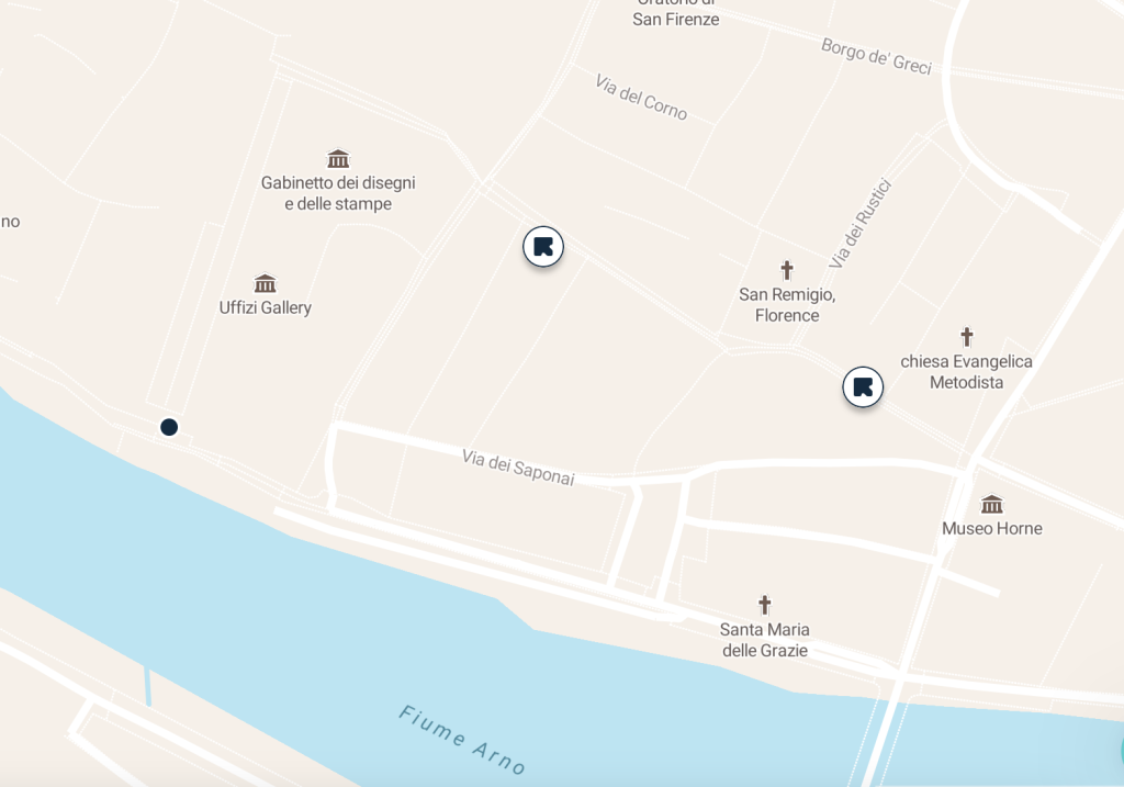 Mappa deposito bagagli Uffizi