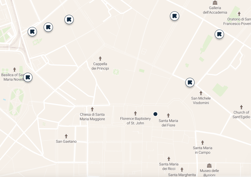 Mappa del deposito bagagli del Duomo di Firenze