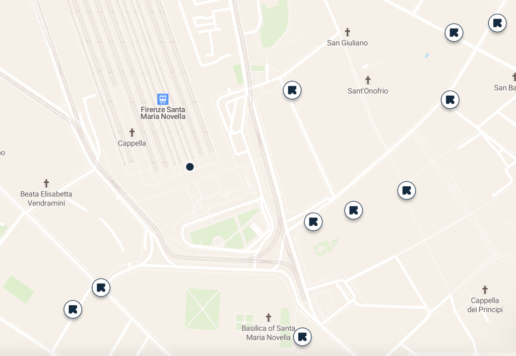 Mappa del deposito bagagli a Firenze Santa Maria Novella